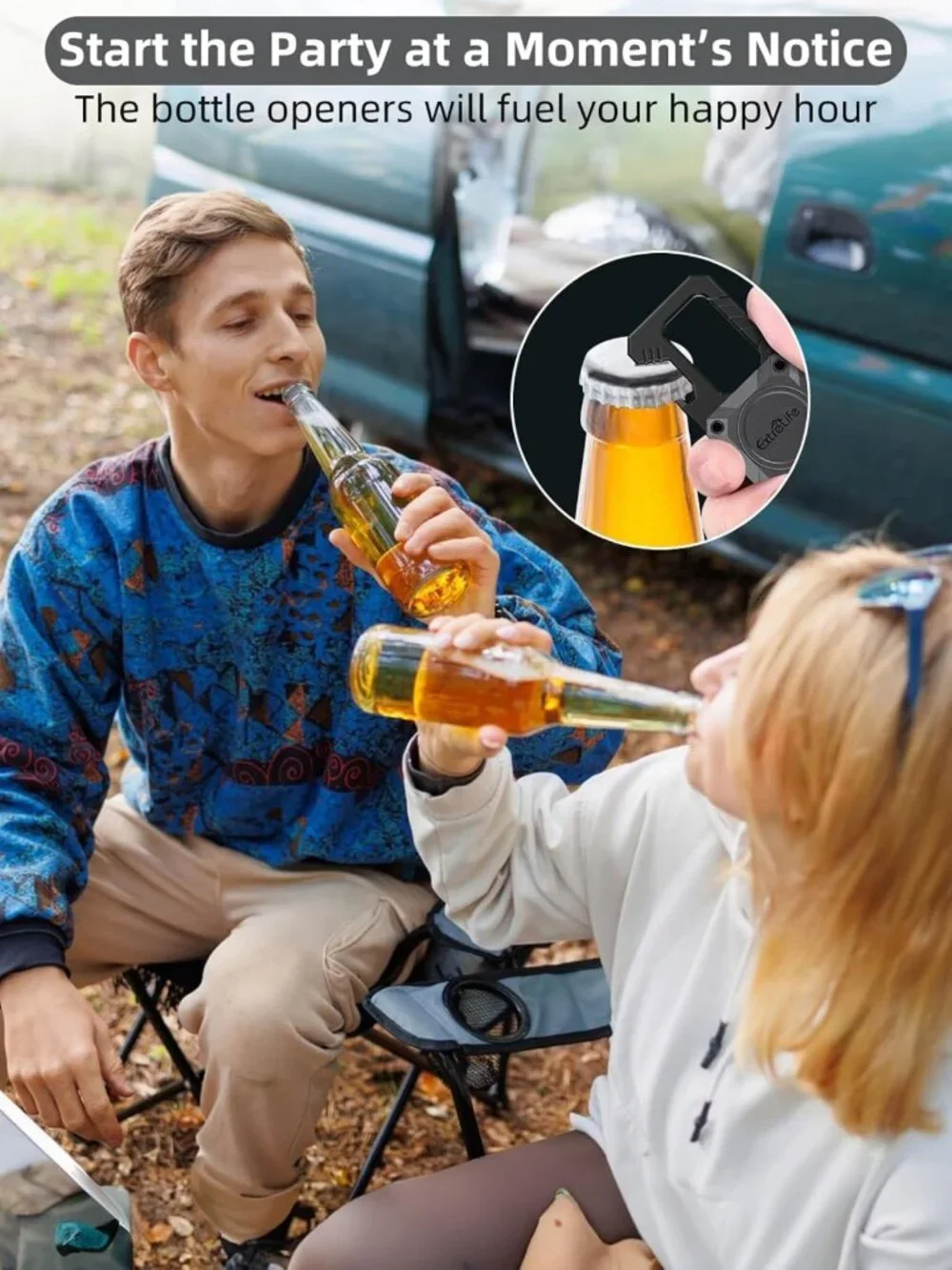 Smart Keychain with GPS Tracker, Bottle Opener & Carabiner - Find My Compatible